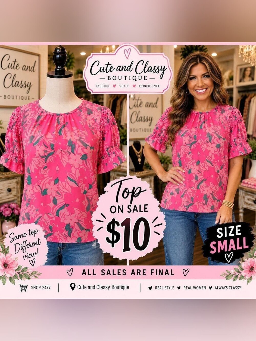 Pink Floral Women’s Top